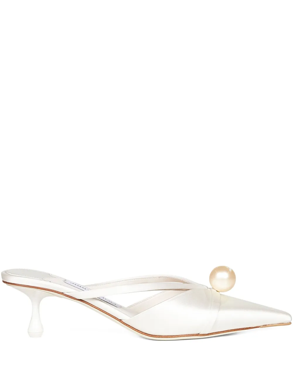 Jimmy Choo 50mm pearl-embellished pointed-toe mules Neutrals