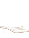 Jimmy Choo 50mm pearl-embellished pointed-toe mules - Neutrals
