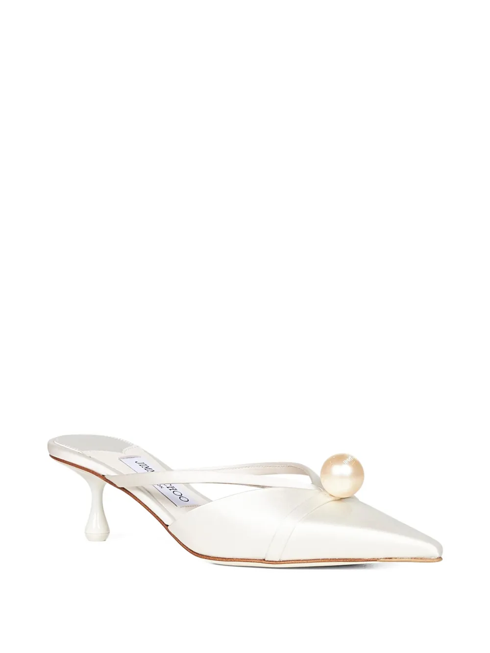 Jimmy Choo 50mm pearl-embellished pointed-toe mules Neutrals