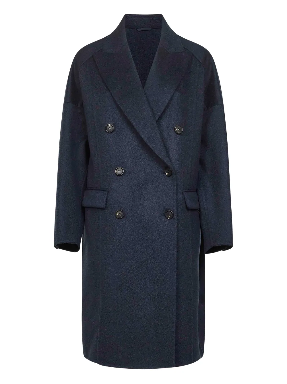 Brunello Cucinelli double-breasted long-sleeve coat Blauw