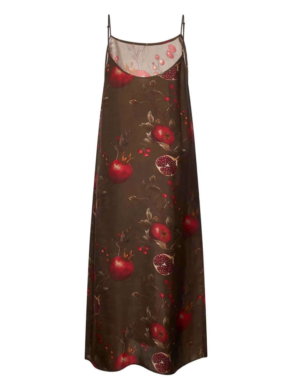 Uma Wang Anaya pomegranate-print slip midi dress - Bruin