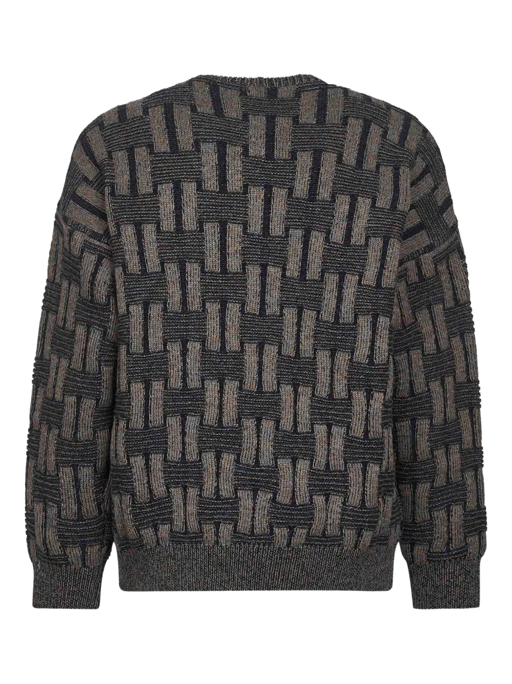 Giorgio Armani geometric-pattern crew-neck sweater Grijs