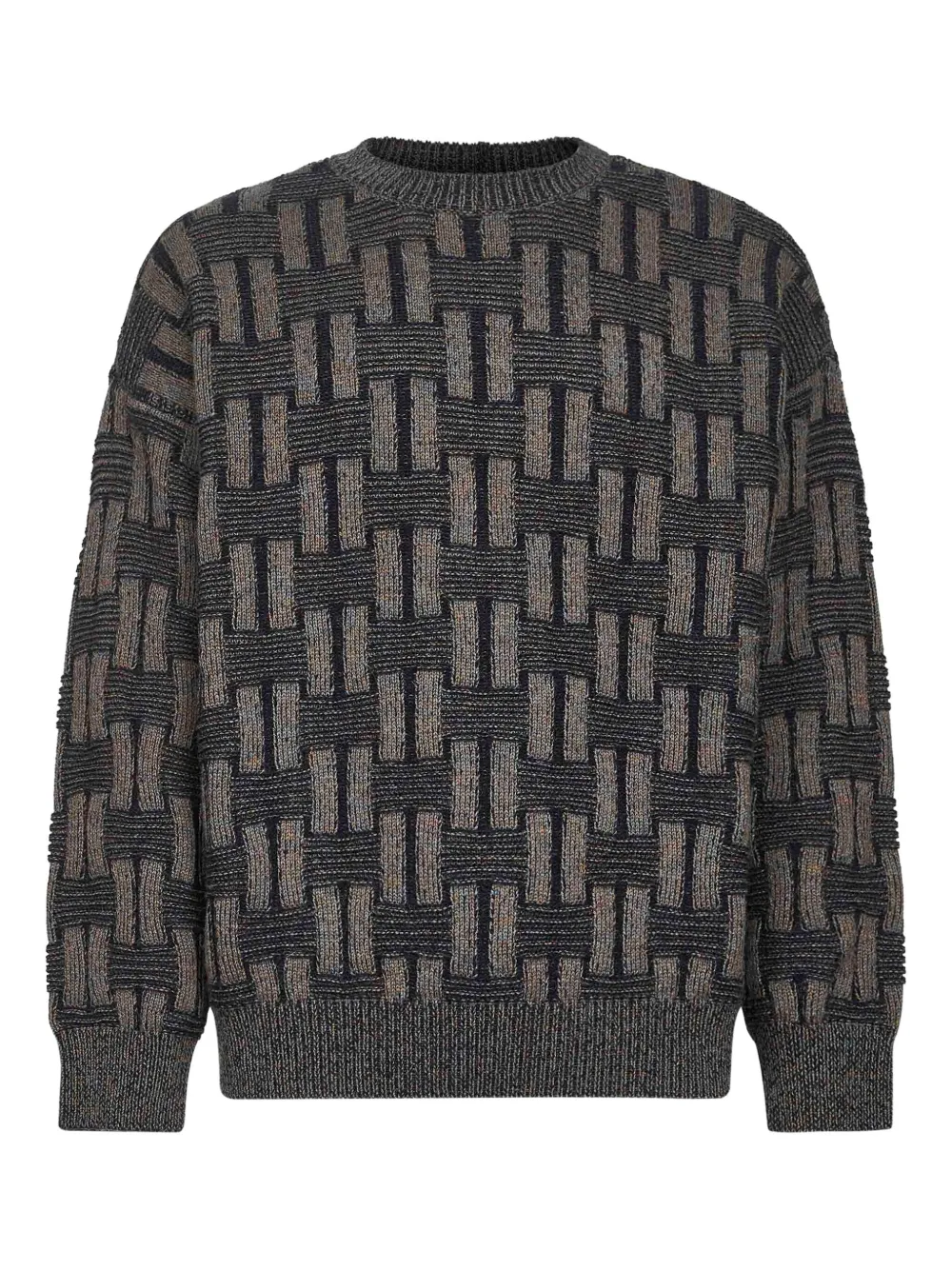 geometric-pattern crew-neck sweater