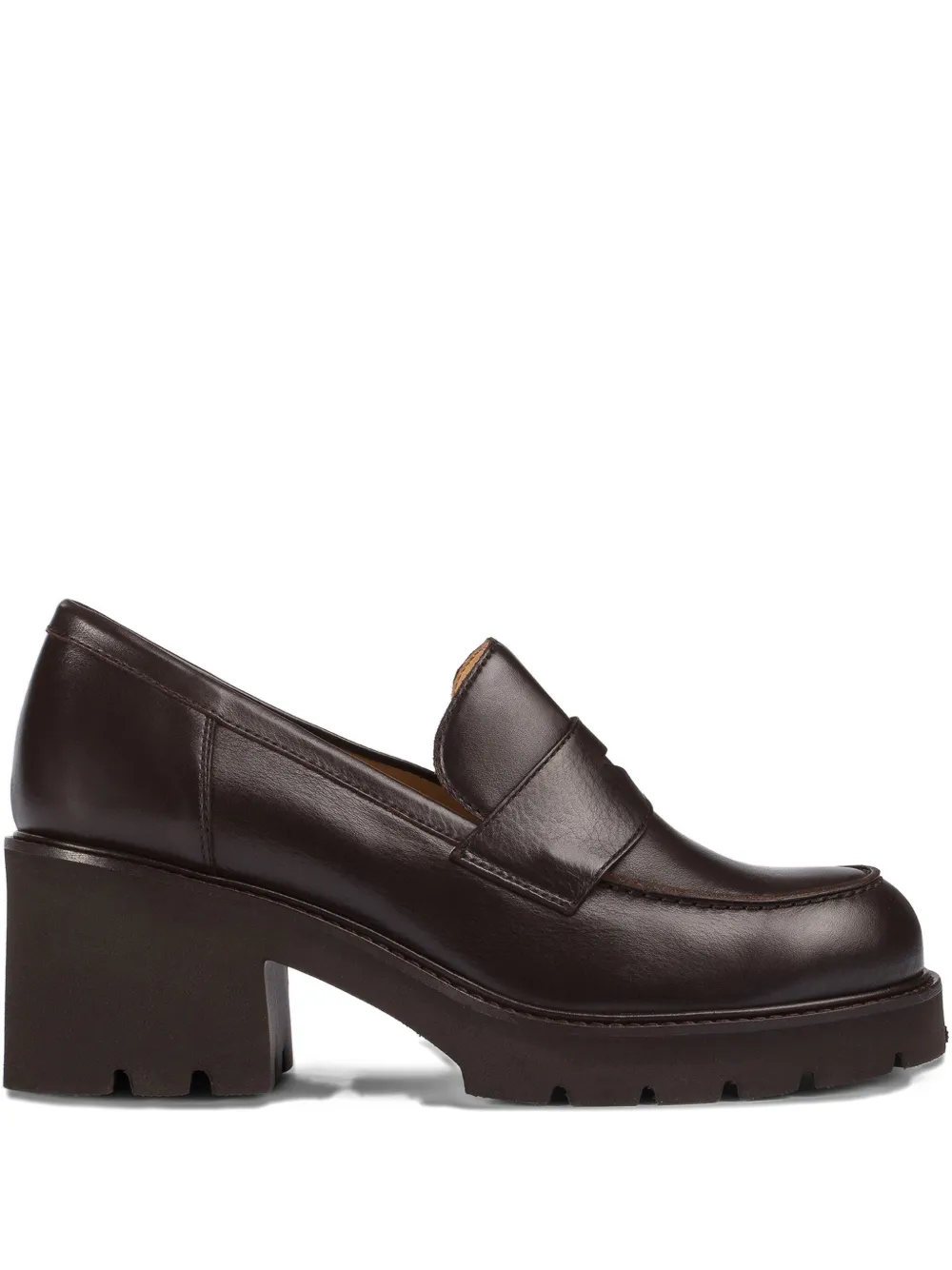 Doucal's block-heel leather loafers Brown