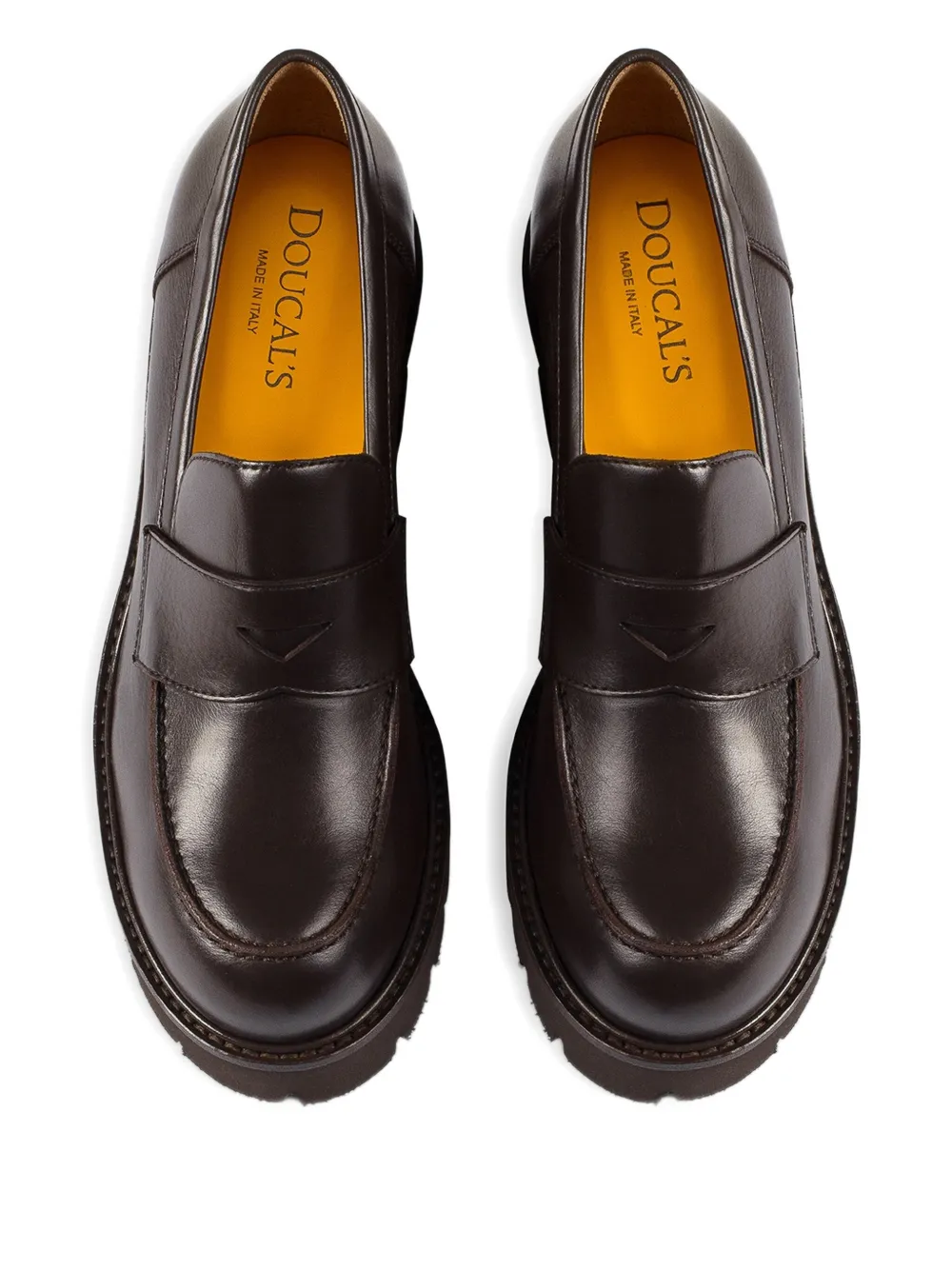 Doucal's block-heel leather loafers Brown