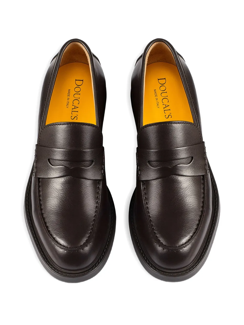 Doucal's penny-slot leather loafers Brown