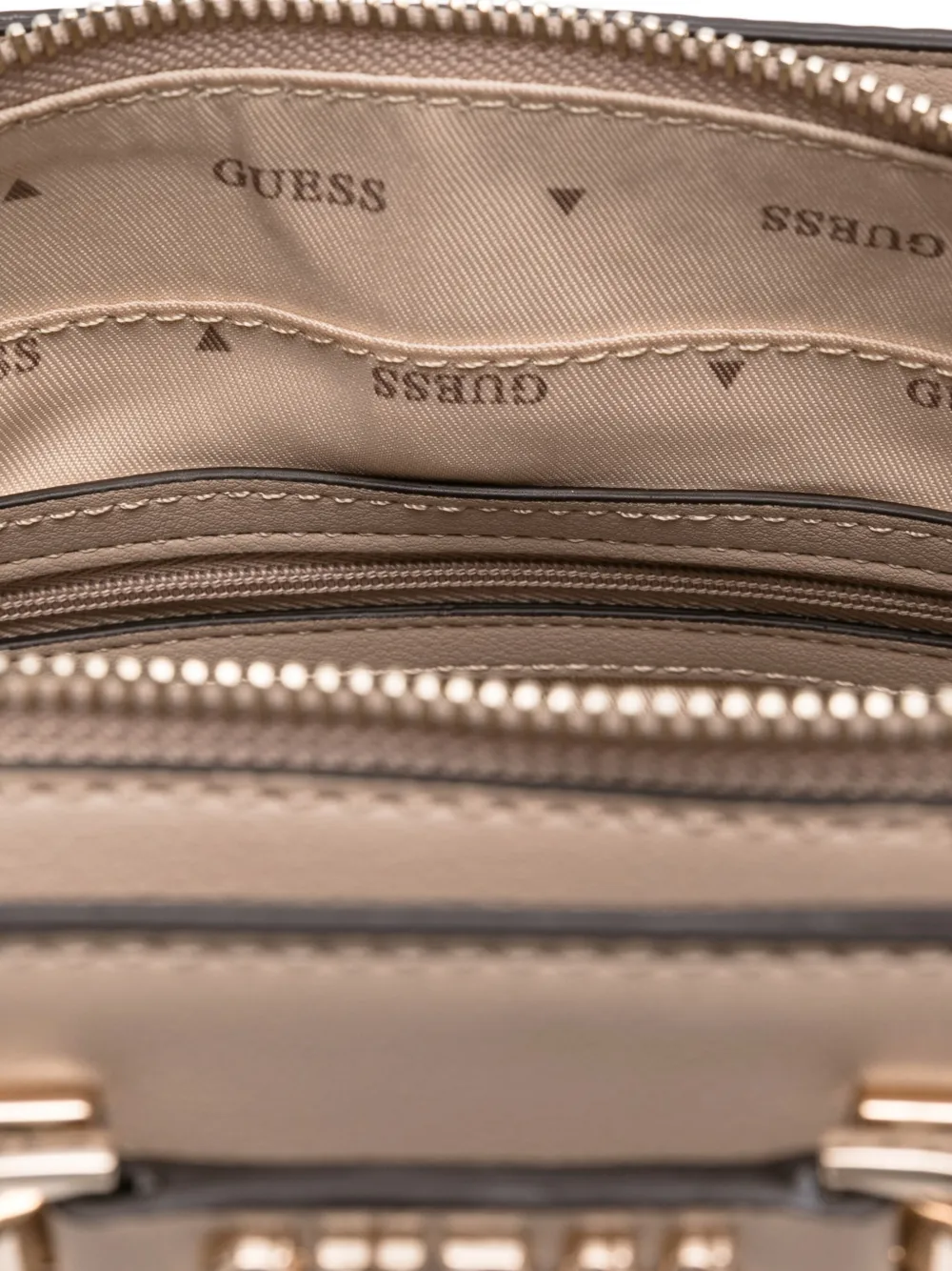 GUESS USA Shopper met dubbel handvat en logoplakkaat Beige