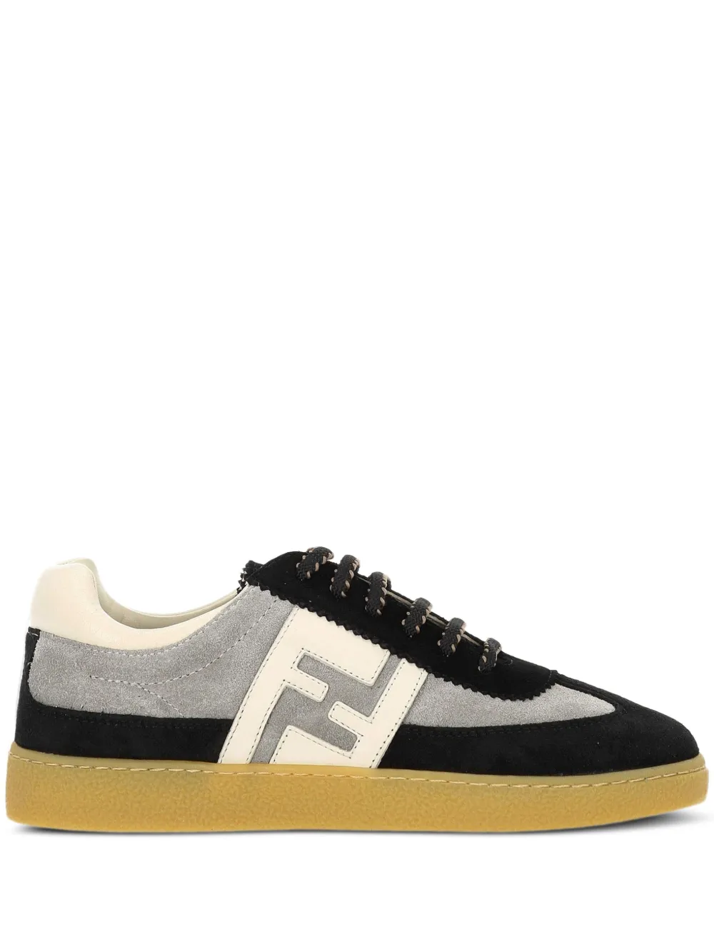 Fendi Kids suede-leather logo sneakers Grey