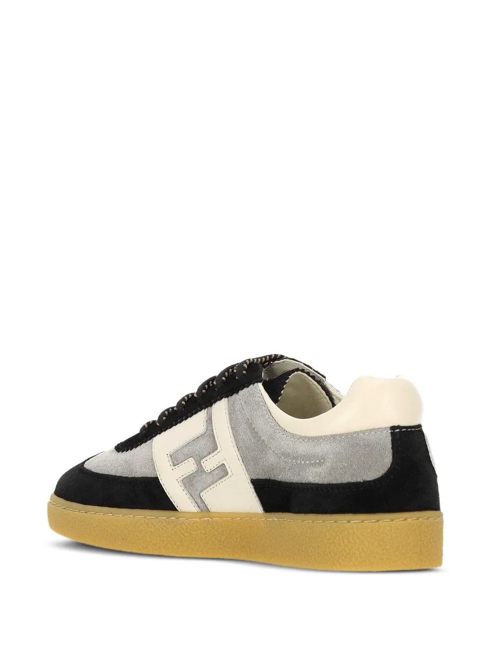 Fendi Kids suede-leather logo sneakers Grey