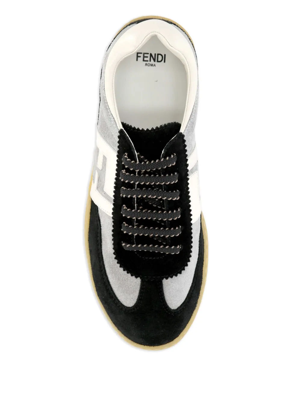 Fendi Kids suede-leather logo sneakers Grey