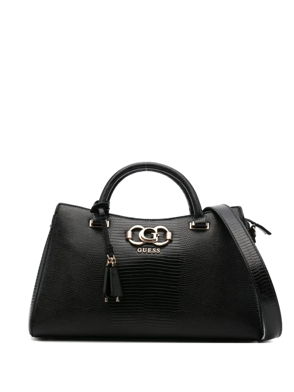 GUESS USA logo-plaque snakeskin tote bag - Nero