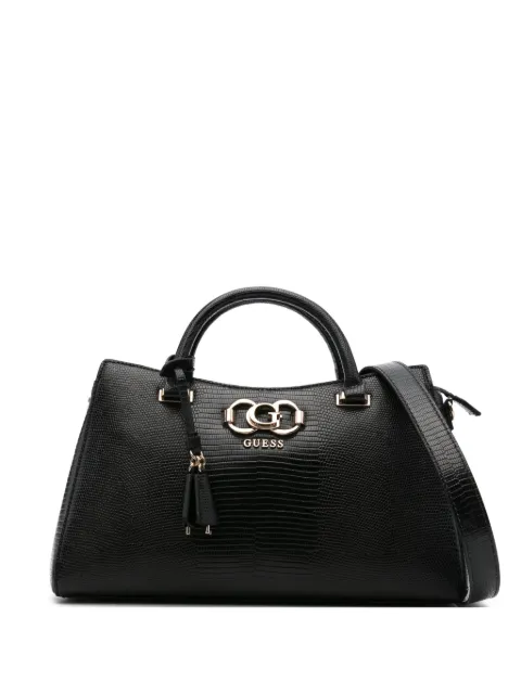 GUESS USA logo-plaque snakeskin tote bag