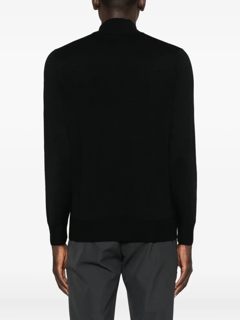 Canali High-neck Zip-front Sweater In Black