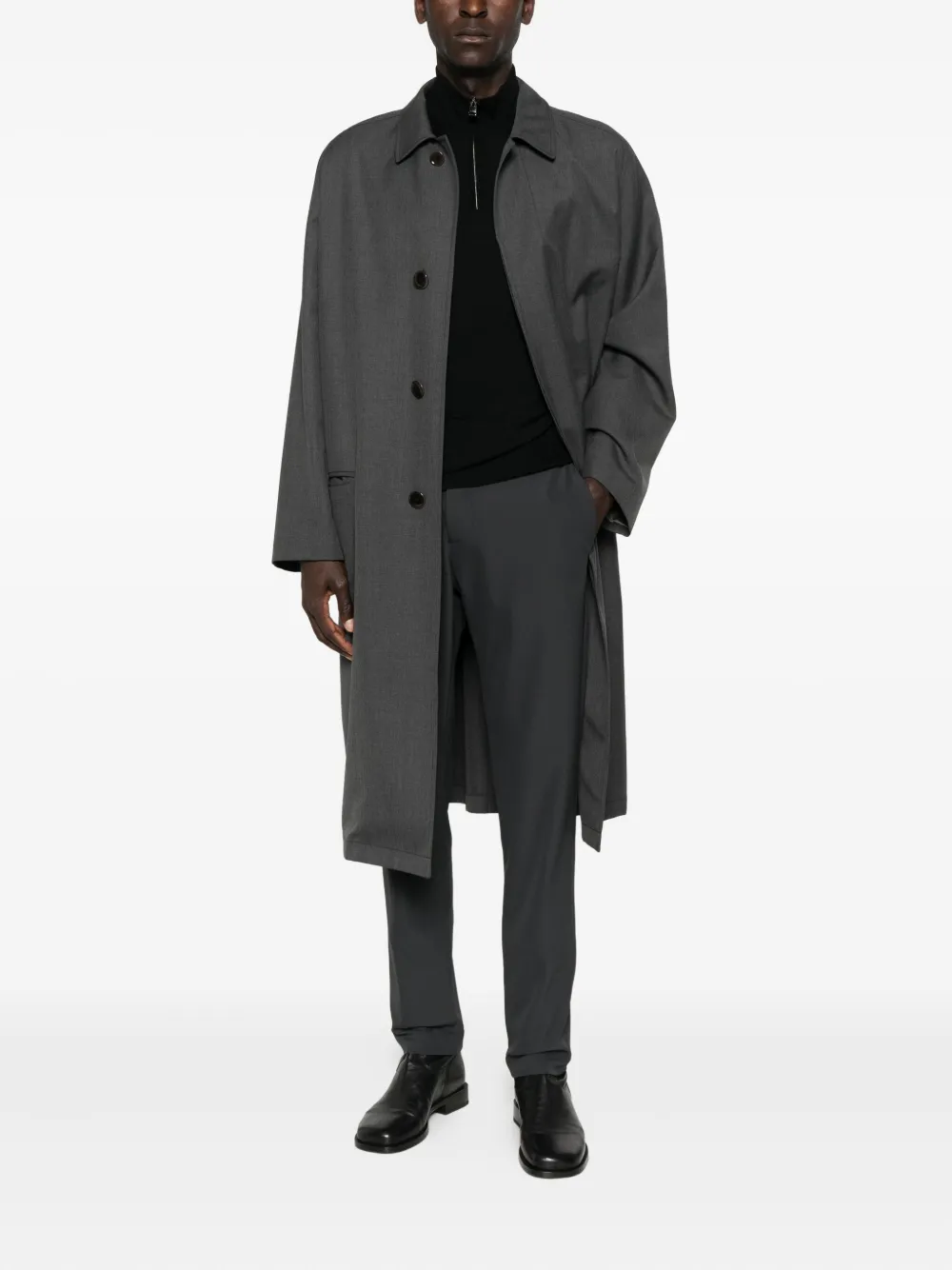 Canali Trui met hoge hals en rits - Zwart