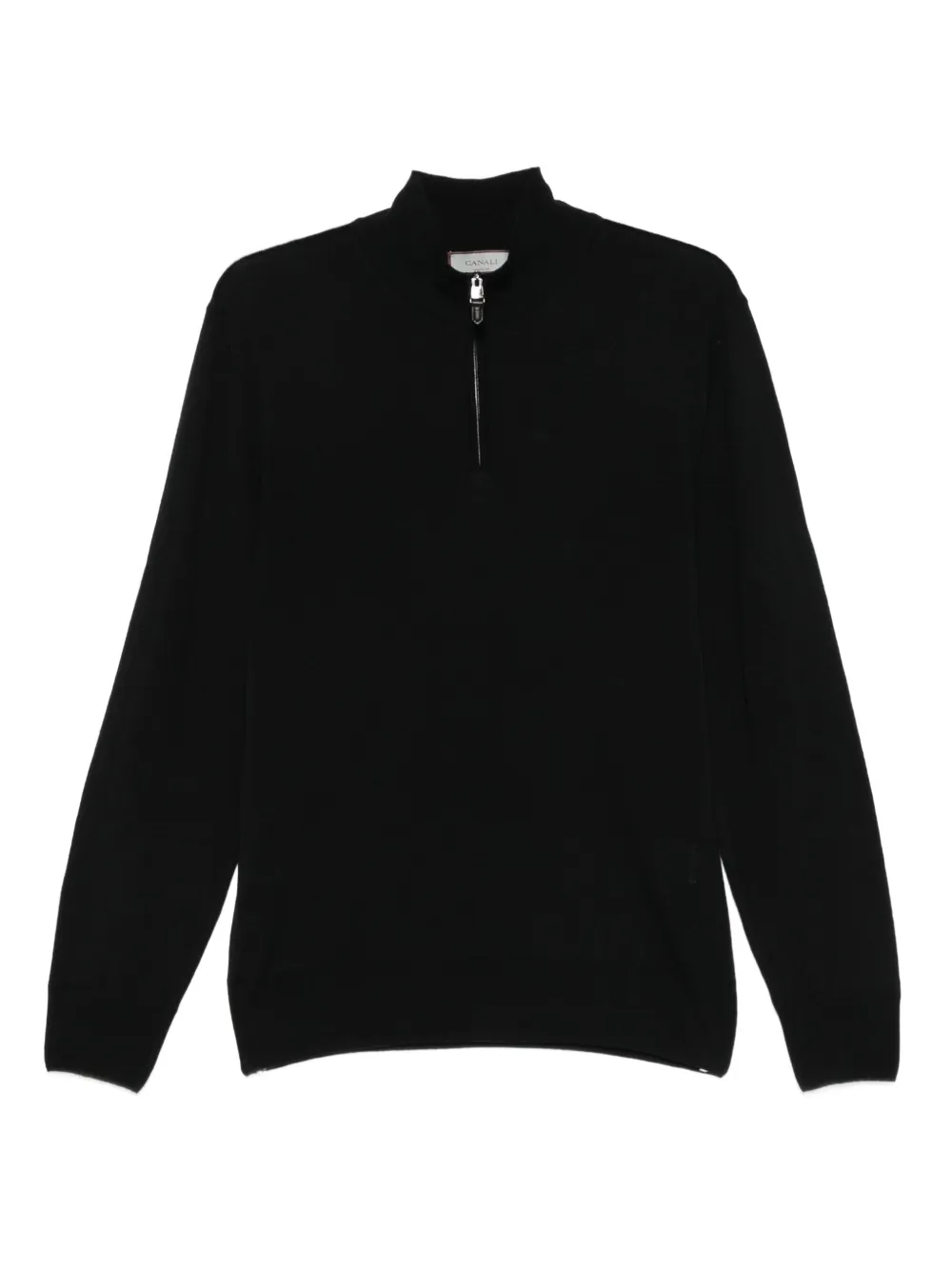 Canali high-neck zip-front sweater | Black | Image 1