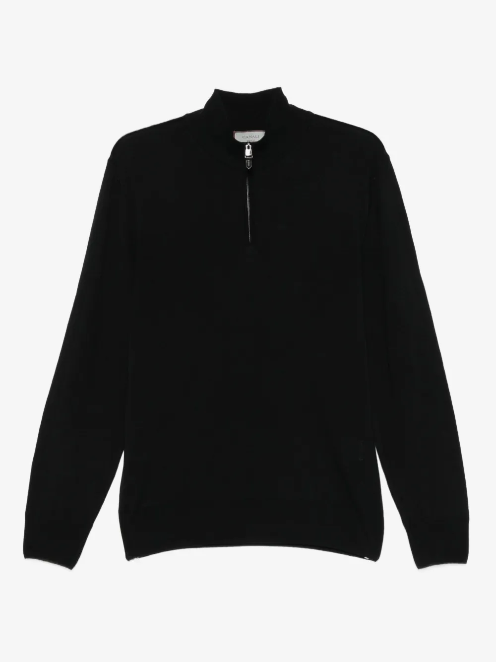 Canali 高领正面拉链毛衣 | 黑色 | Image 1