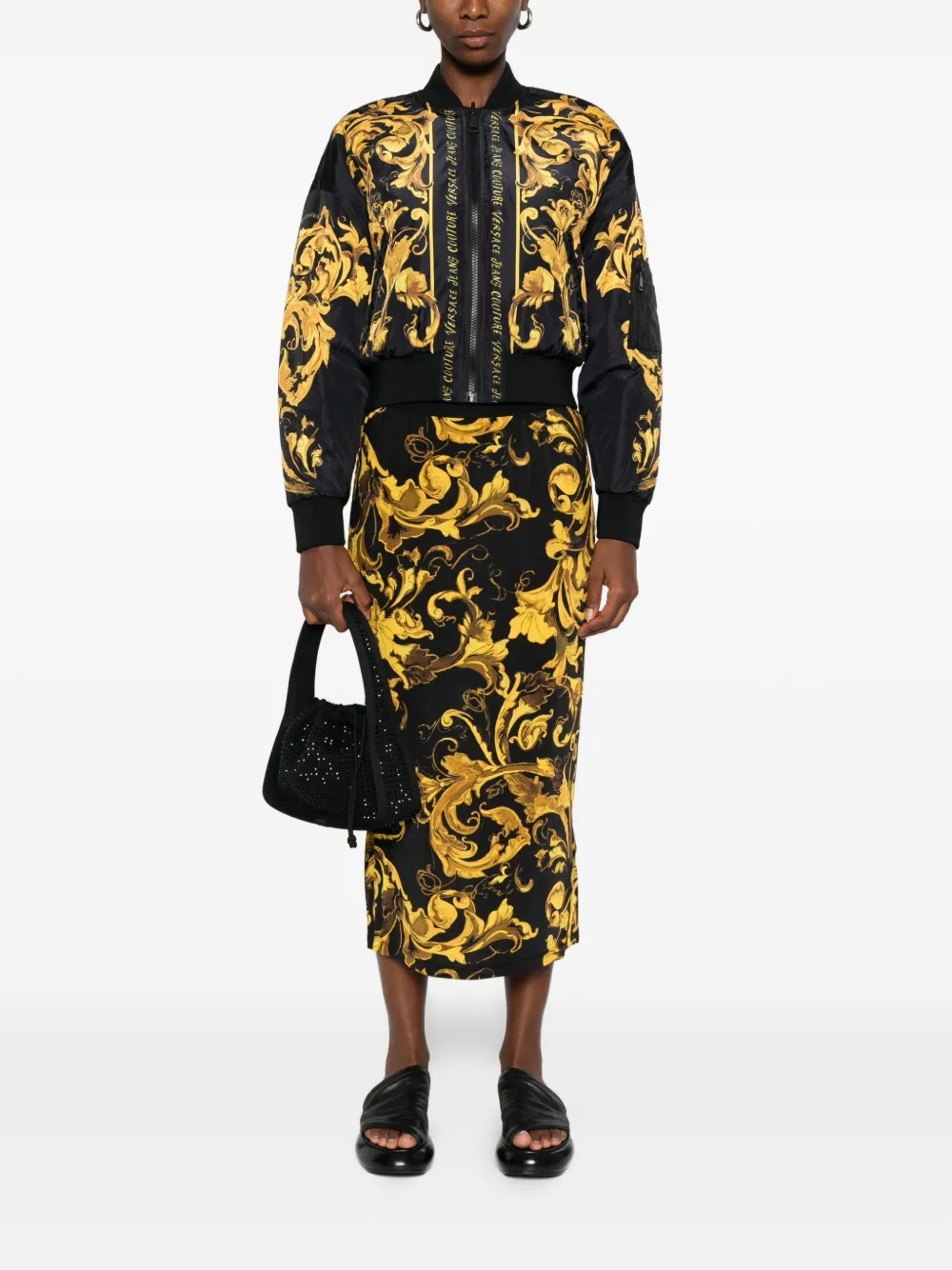 Versace Jeans Couture baroque-print bomber jacket Zwart
