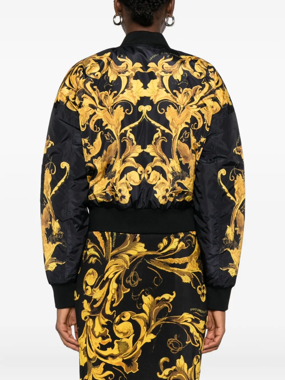 Versace Jeans Couture baroque-print bomber jacket Zwart