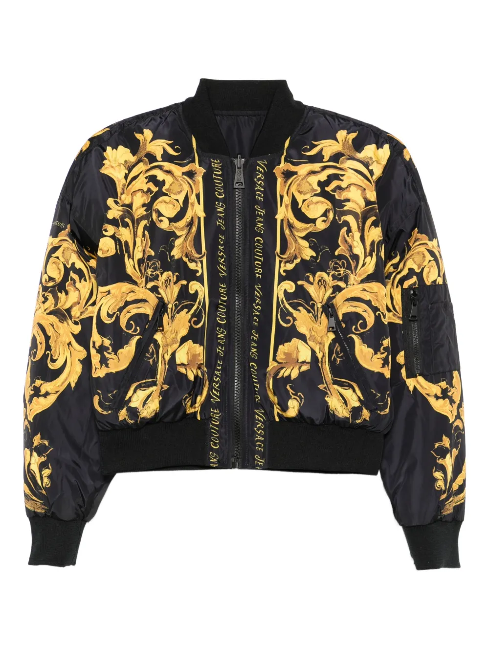 Versace Jeans Couture baroque-print bomber jacket Zwart