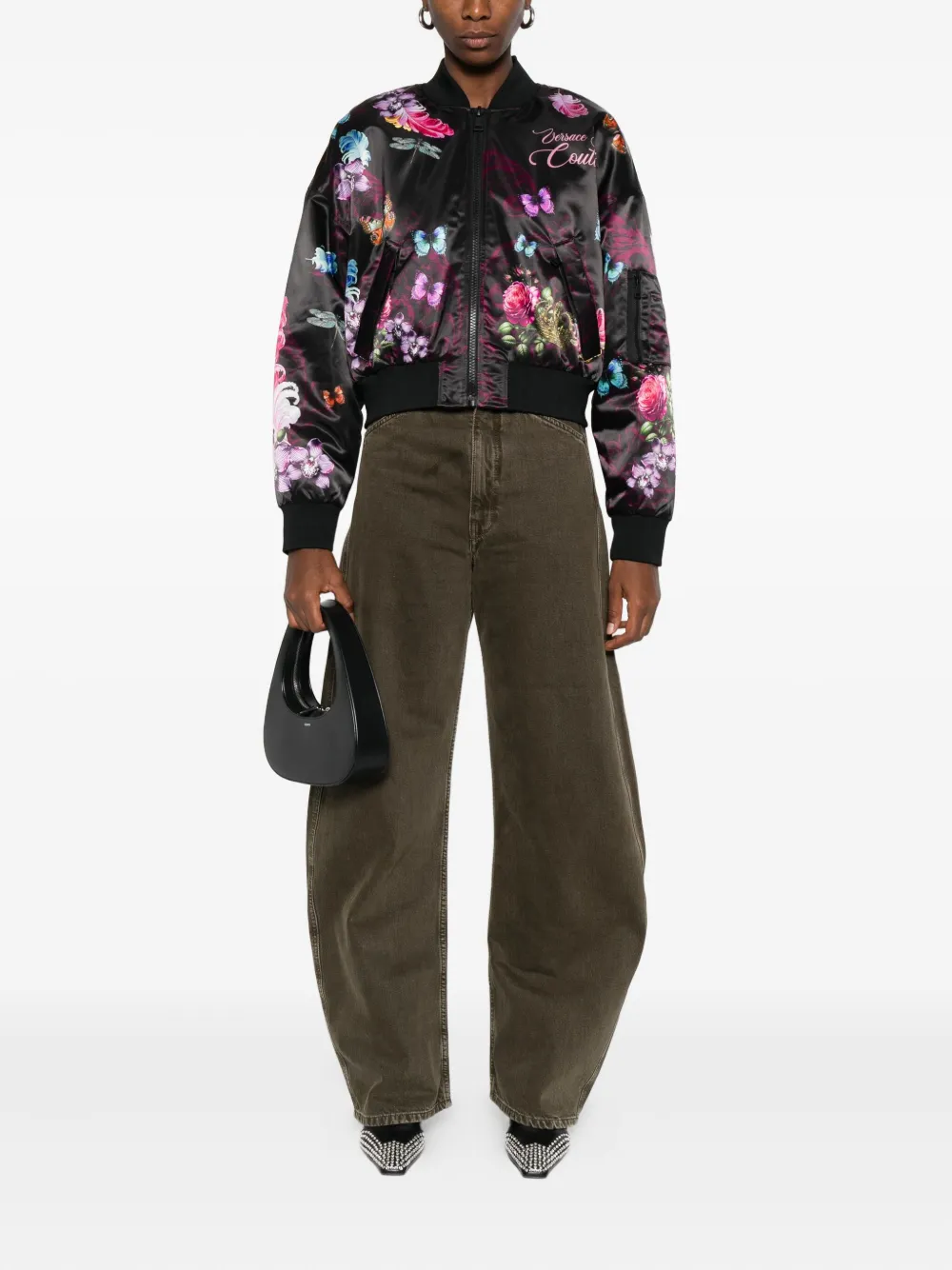 Versace Jeans Couture floral bomber jacket Zwart