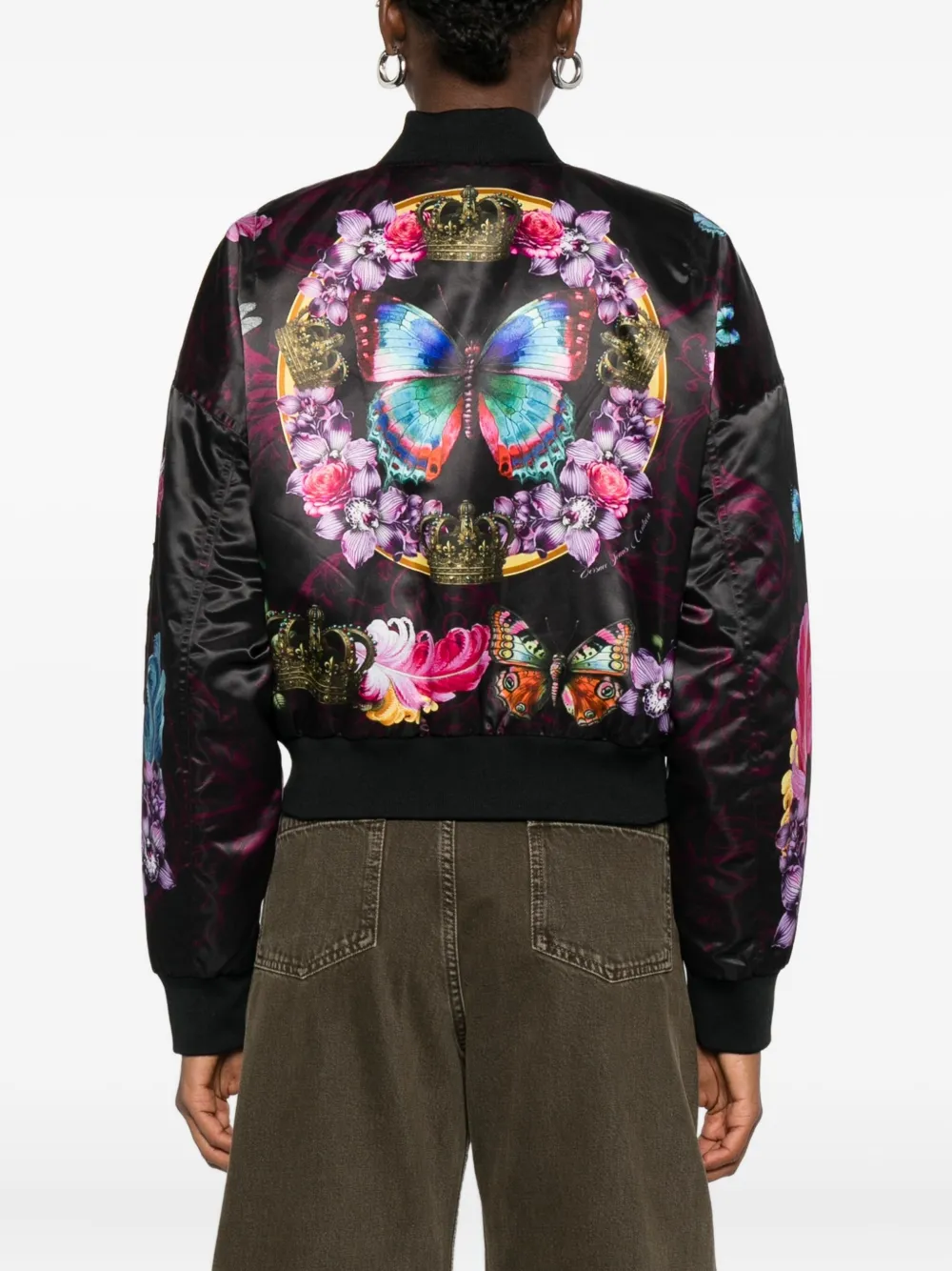 Versace Jeans Couture floral bomber jacket Zwart
