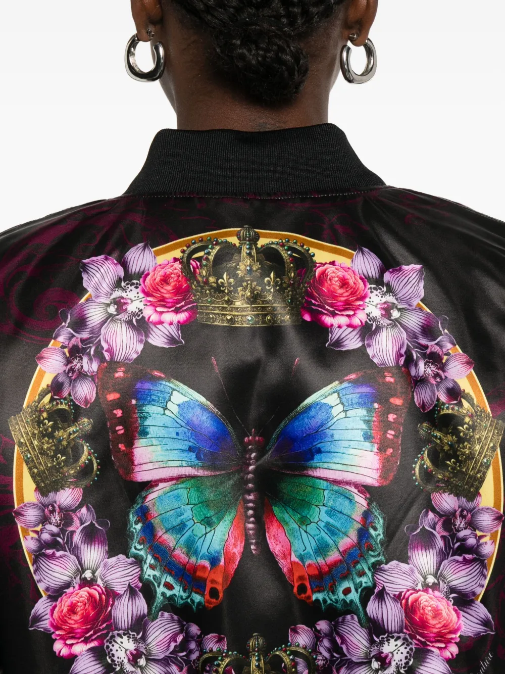 Versace Jeans Couture floral bomber jacket Zwart