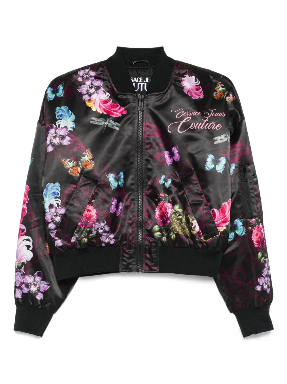 Versace Jeans Couture floral bomber jacket Zwart