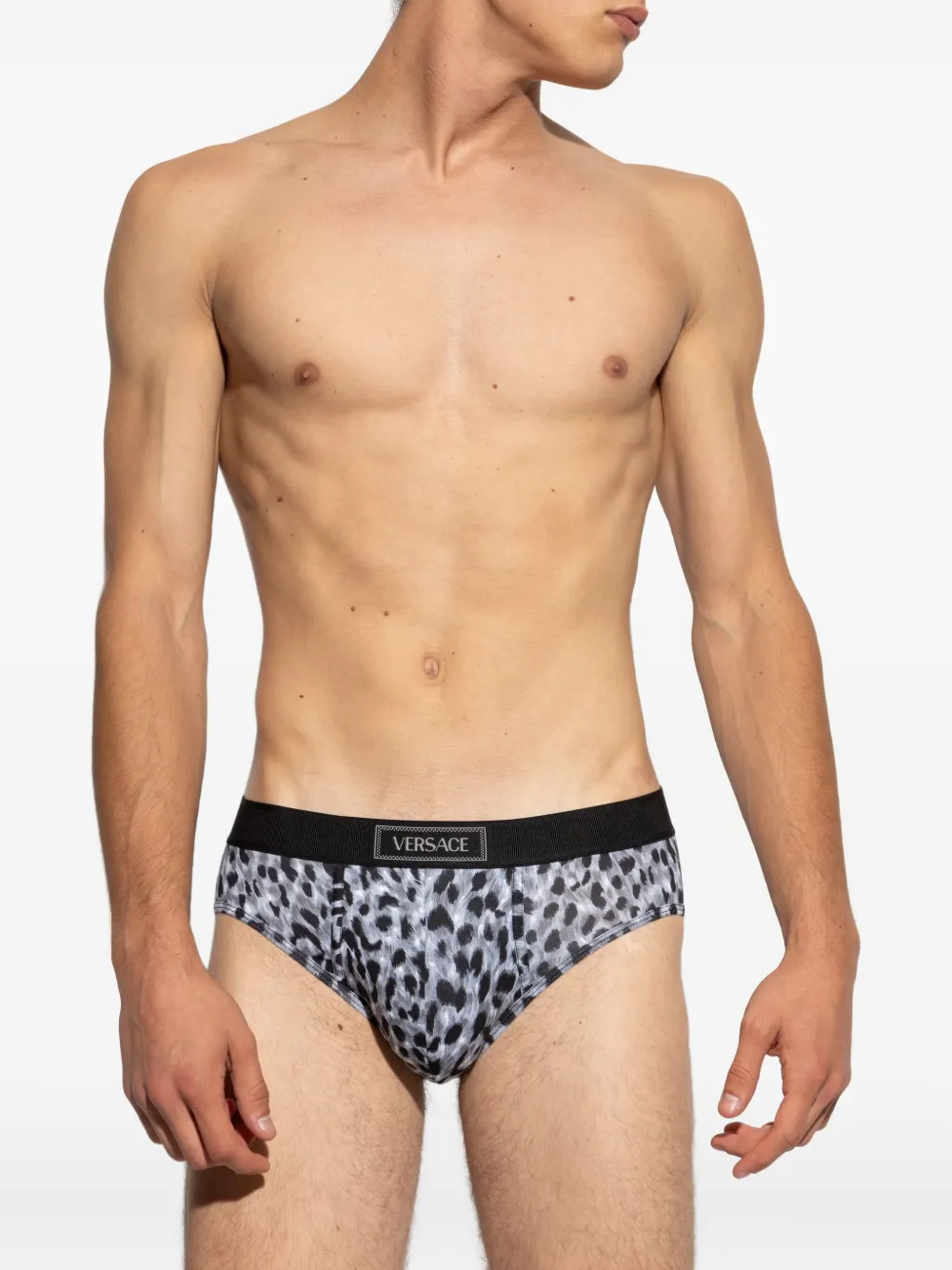 Versace Slip met luipaardprint Grijs