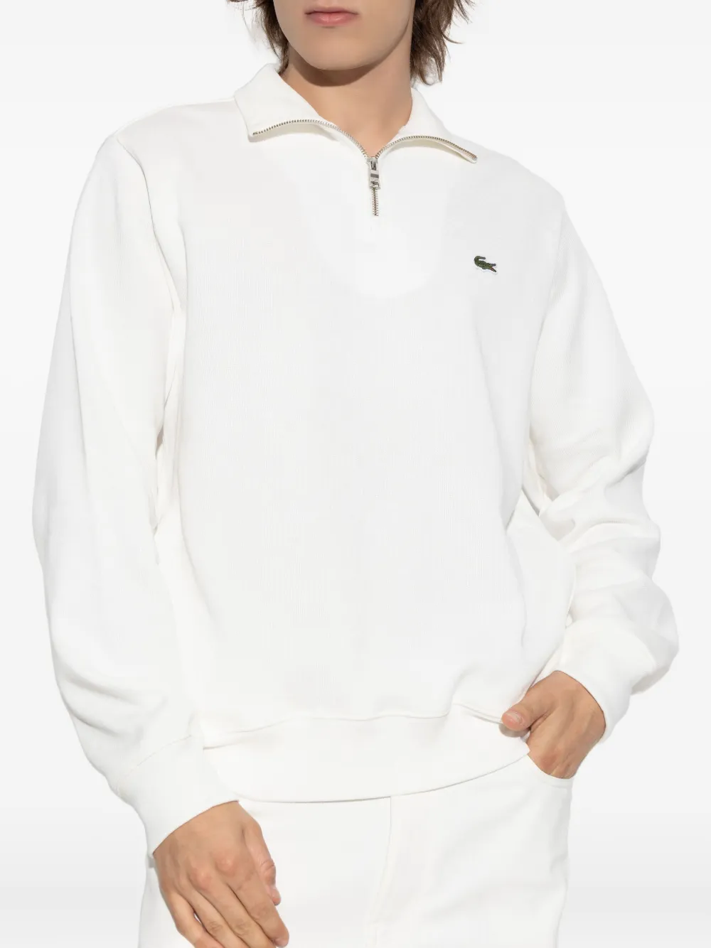 Lacoste half-zip embroidered sweatshirt Wit