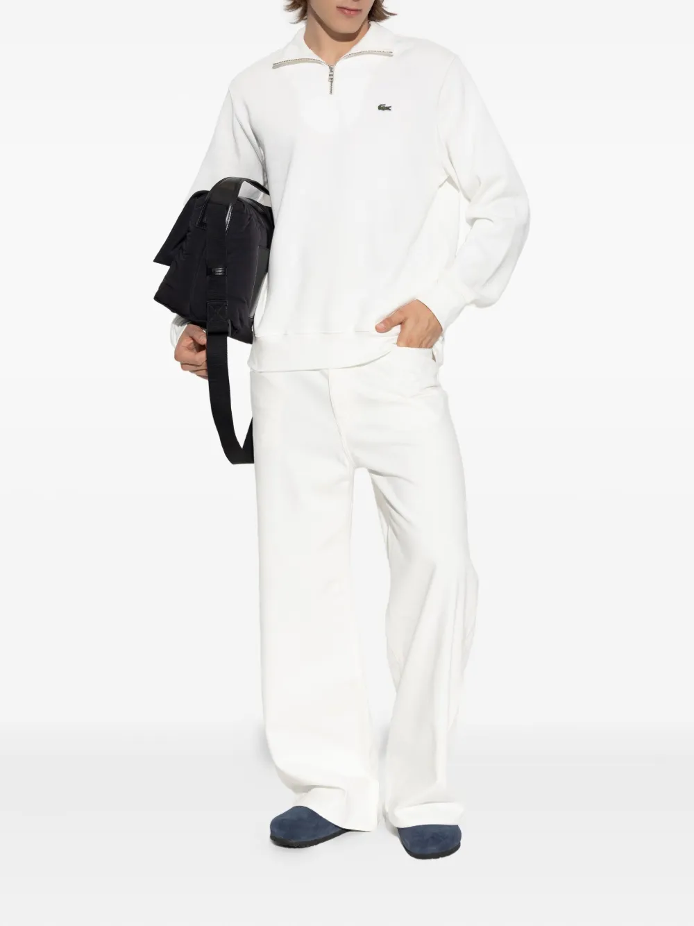 Lacoste half-zip embroidered sweatshirt - Wit