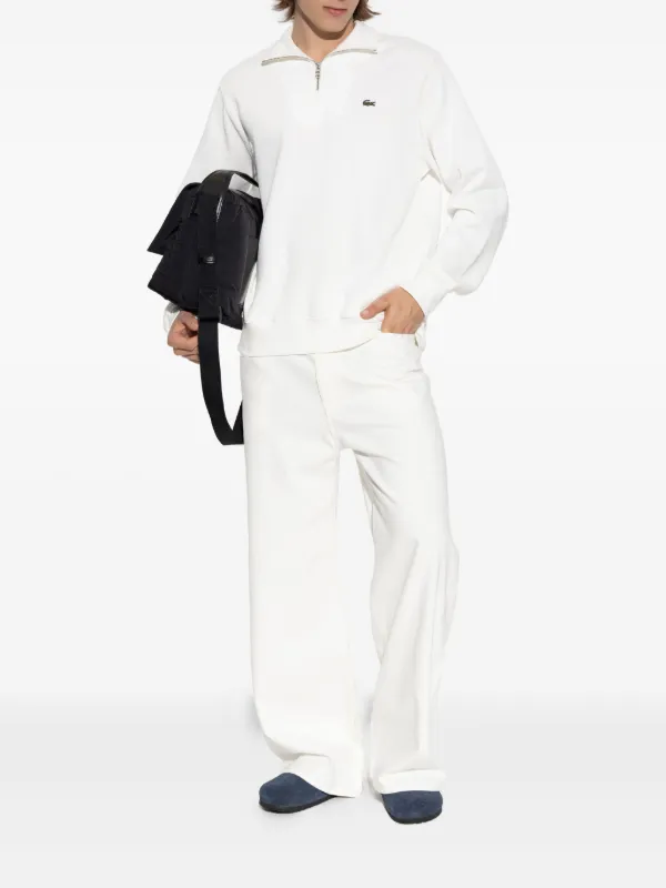 Lacoste half-zip Embroidered Sweatshirt | White | FARFETCH CA