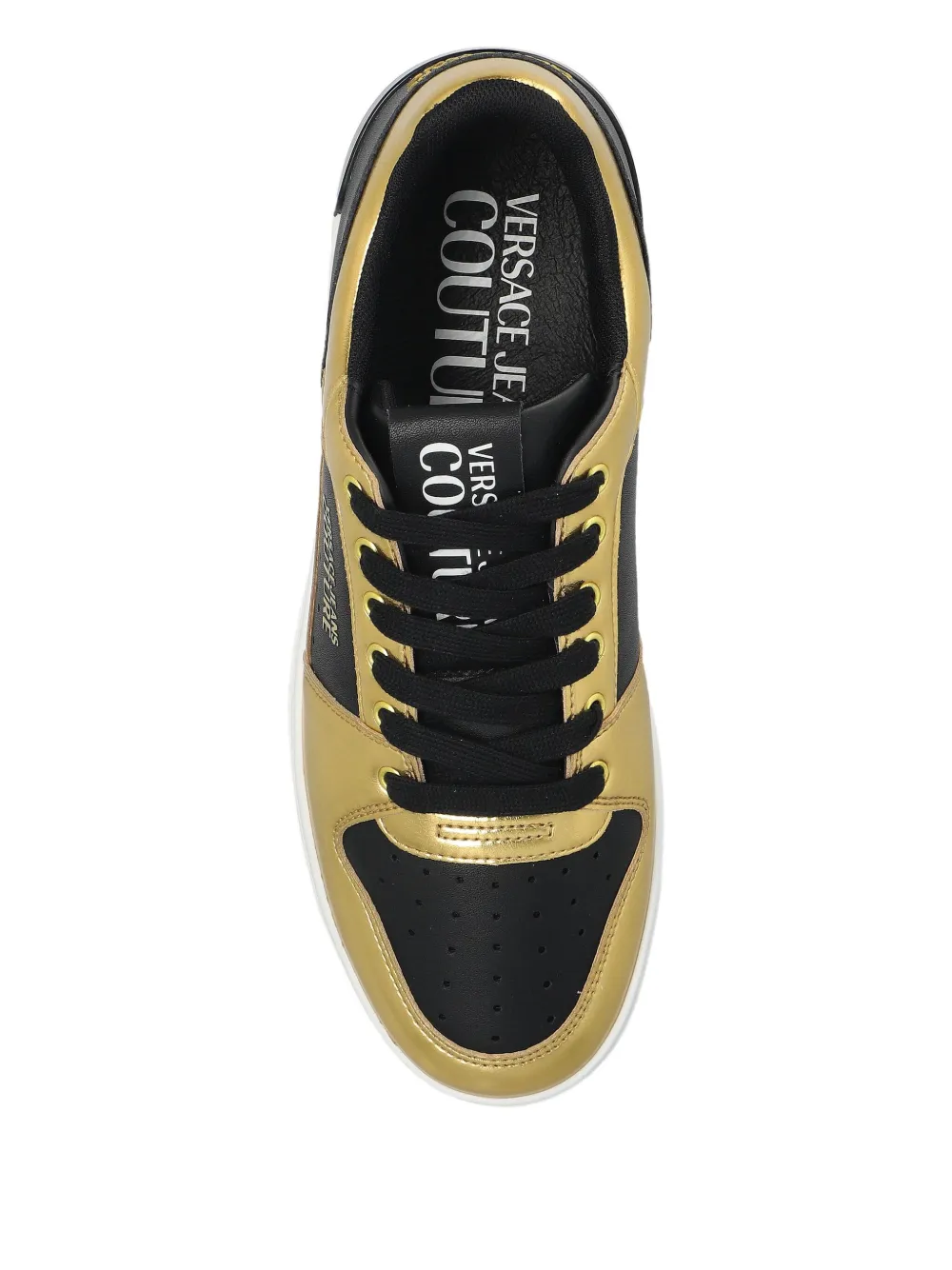 Versace Jeans Couture Metallic-panel Sneakers In Gold