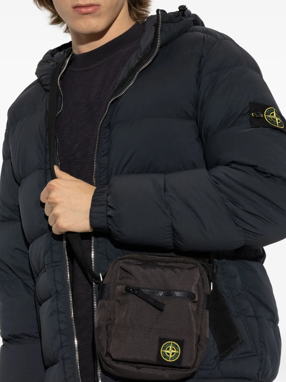 Stone Island logo-patch messenger bag - Grijs