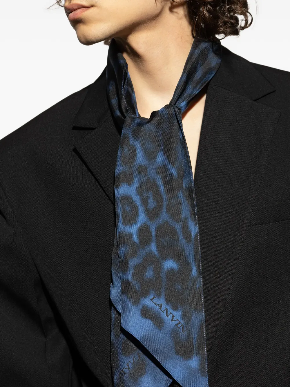 Lanvin Sjaal met luipaardprint Blauw