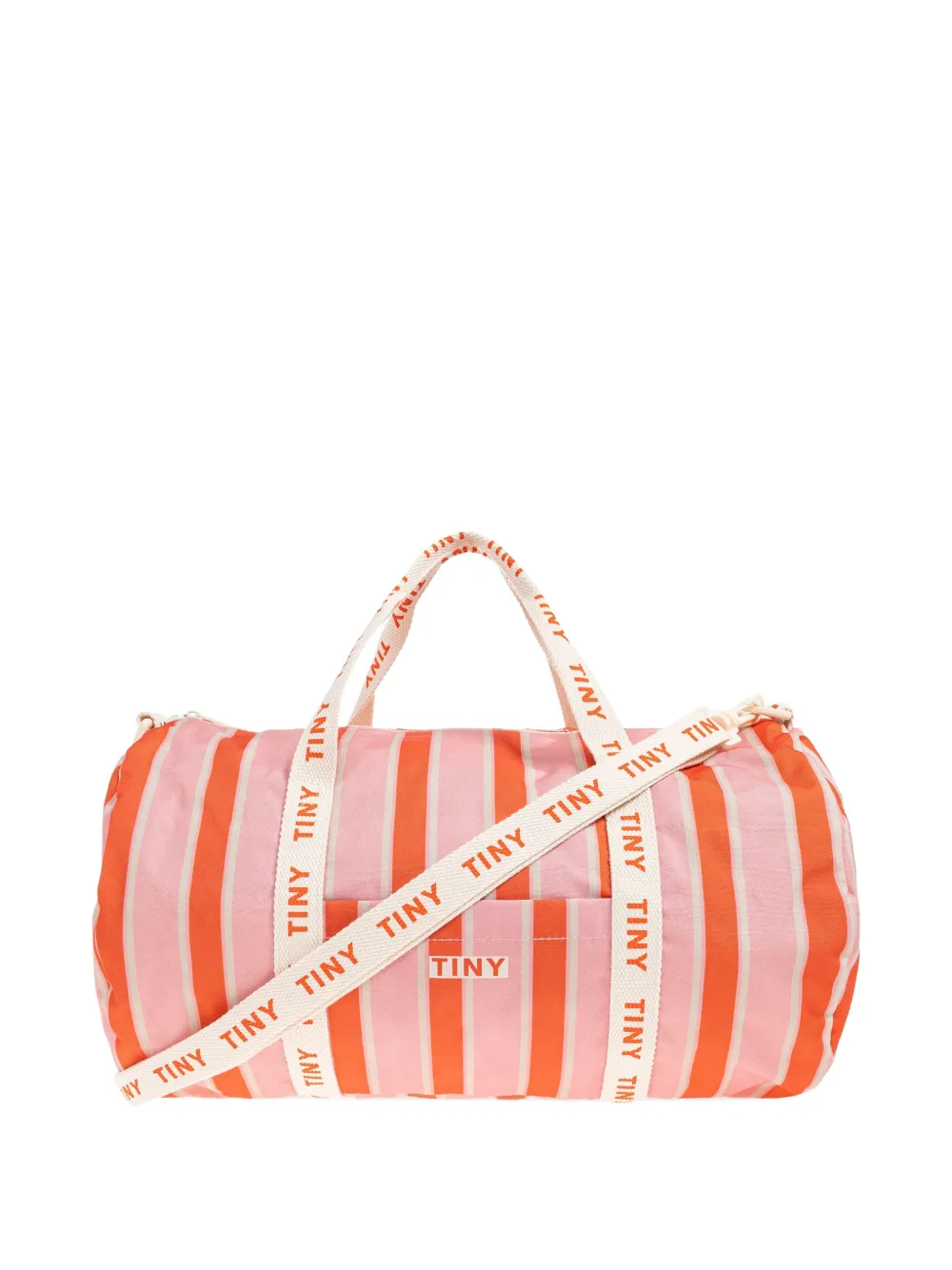 Tiny Cottons Gestreepte katoenen duffeltas PINK