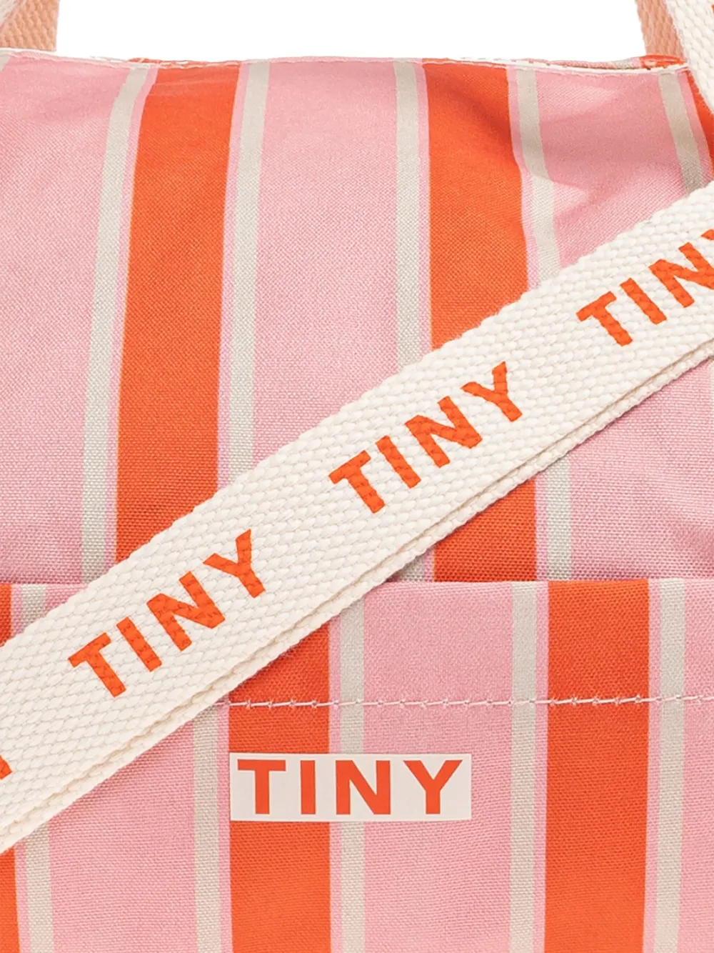 Tiny Cottons Gestreepte katoenen duffeltas PINK