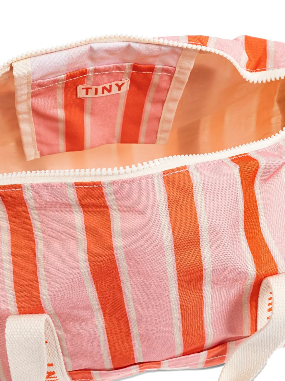 Tiny Cottons Gestreepte katoenen duffeltas PINK