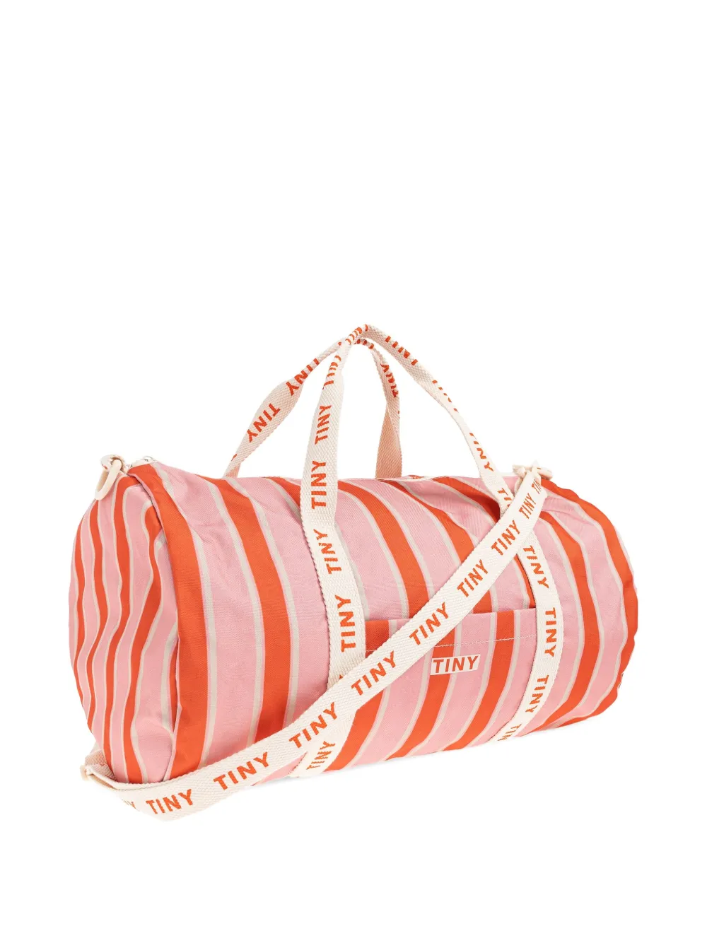 Tiny Cottons Gestreepte katoenen duffeltas PINK