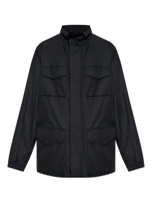 Giorgio Armani embroidered-logo zip-up Jacket | Black | FARFETCH ZA