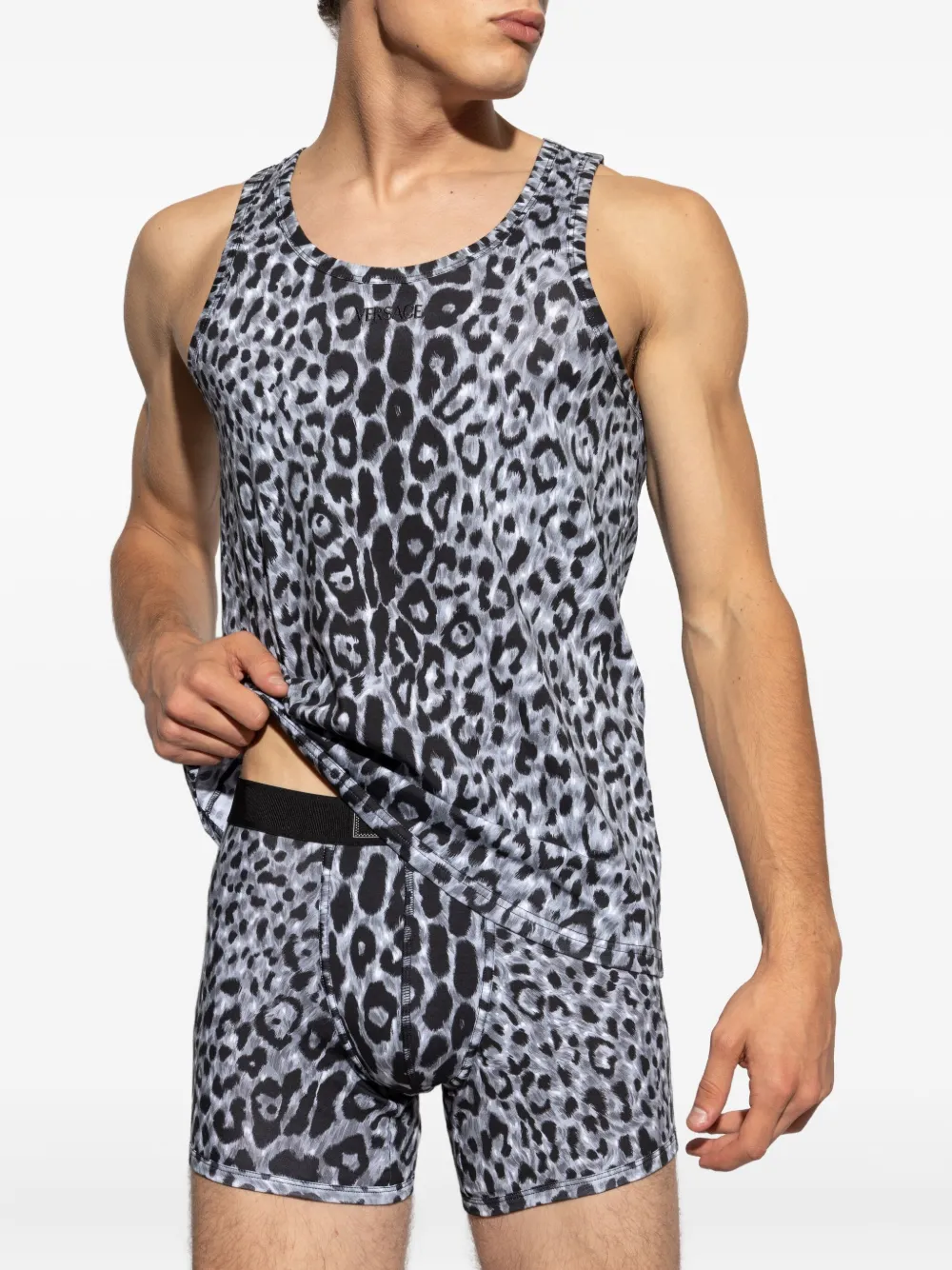 Versace Top met luipaardprint Grijs