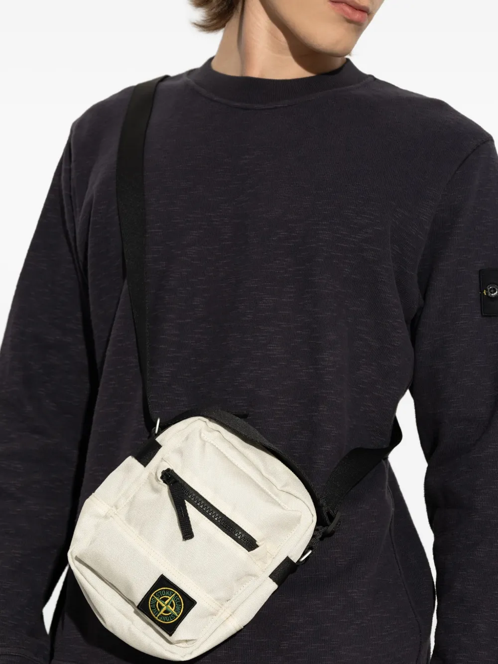 Stone Island logo-patch messenger bag - Wit