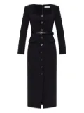 Self-Portrait button-front belted midi dress - Black