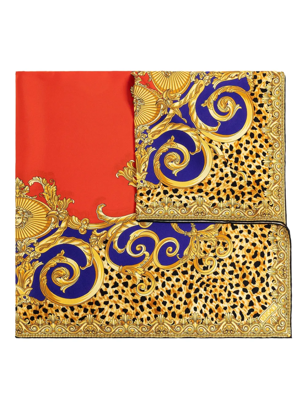 Versace baroque leopard print scarf Geel