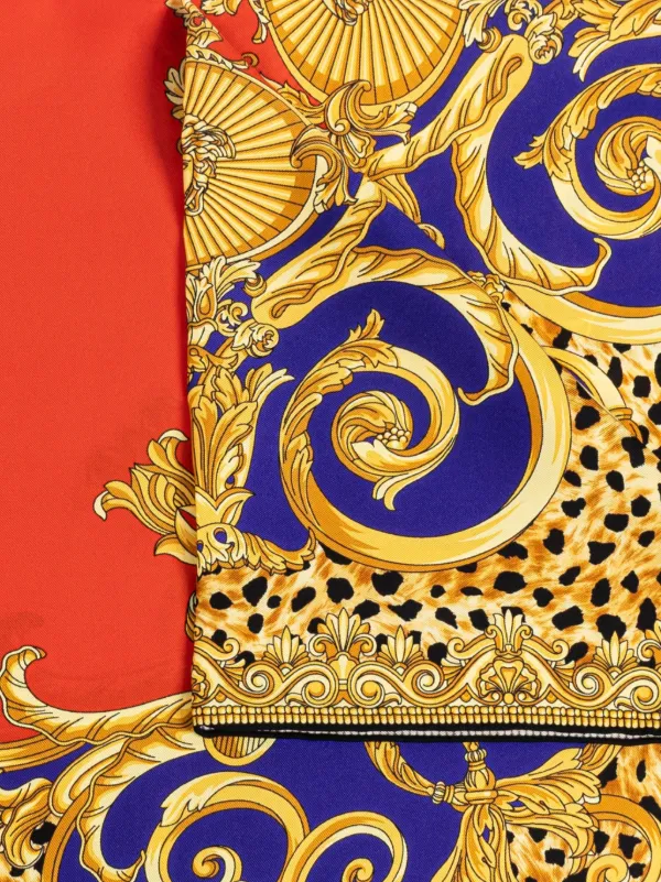 Versace Baroque Leopard Print Scarf | Yellow | FARFETCH