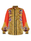 Versace baroque-print puff-sleeve top - Yellow