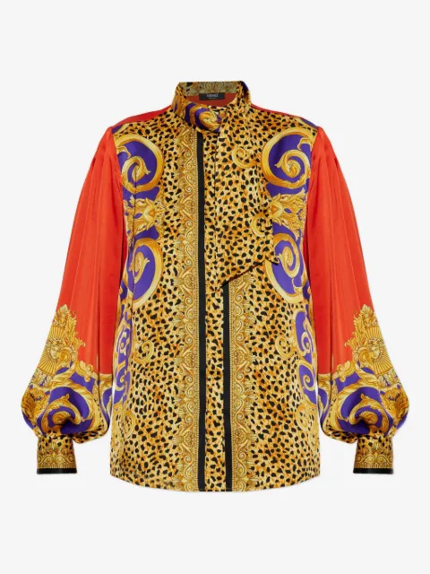 Versace top con mangas farol y estampado Barocco