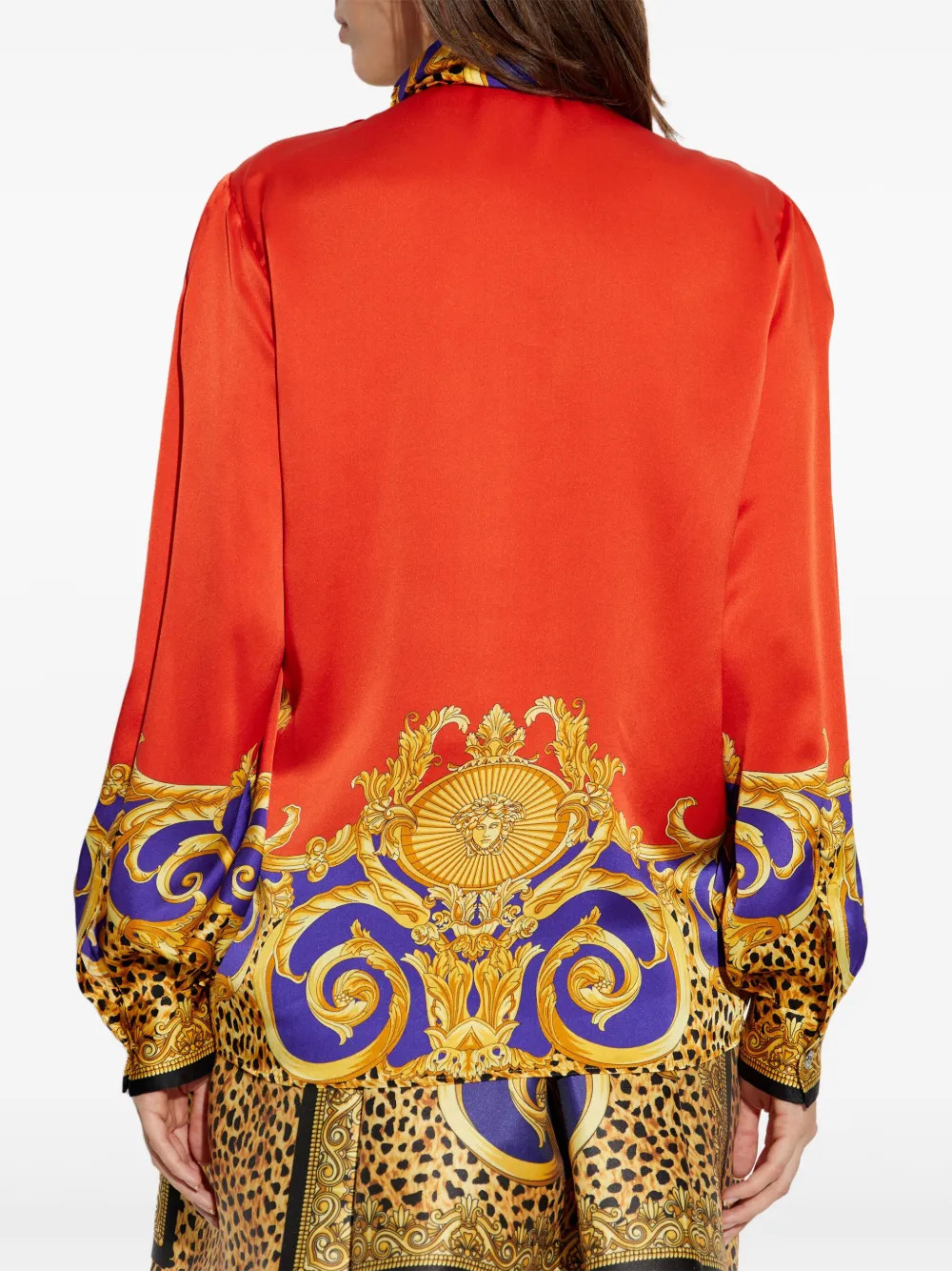 Versace Top met pofmouwen en barokprint Geel