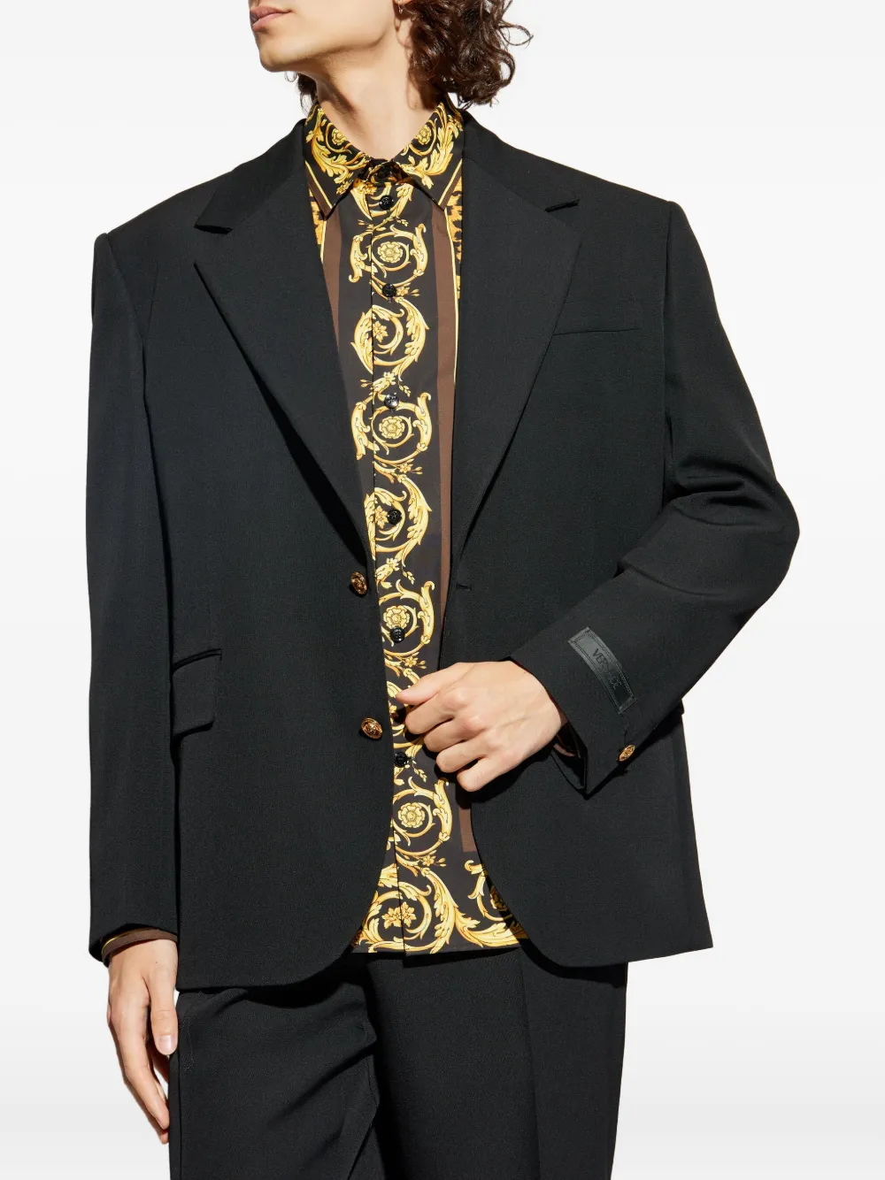Versace gold-button wool blazer Zwart