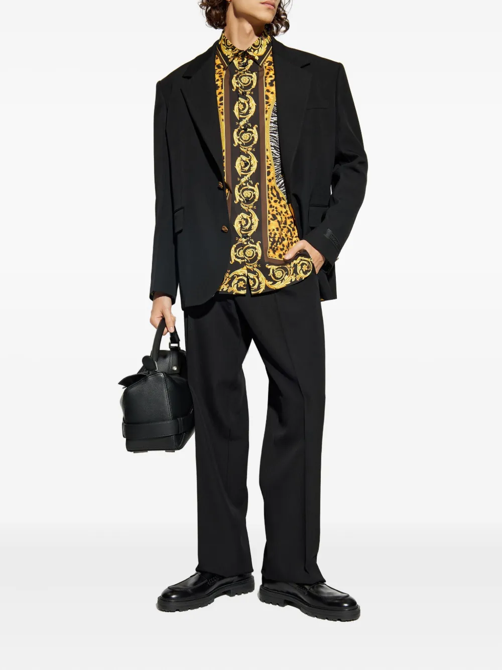 Versace gold-button wool blazer Zwart