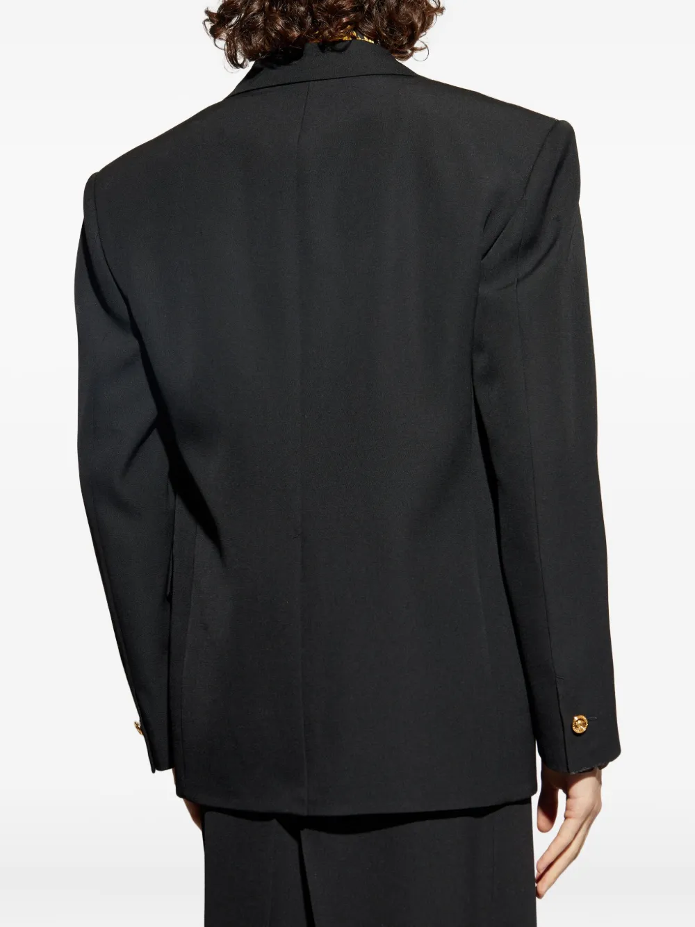 Versace gold-button wool blazer Zwart